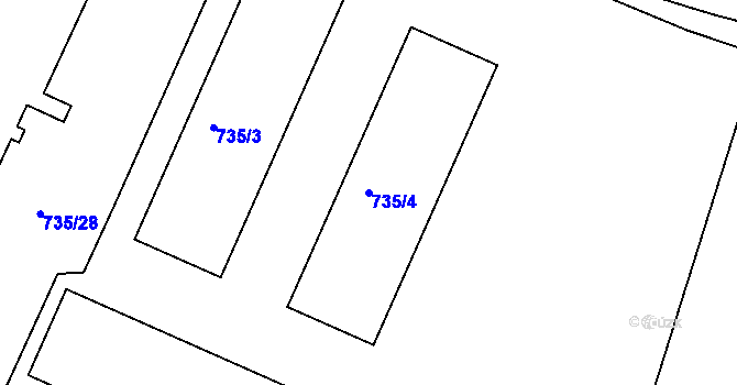 Parcela st. 735/4 v KÚ Teplice-Řetenice, Katastrální mapa