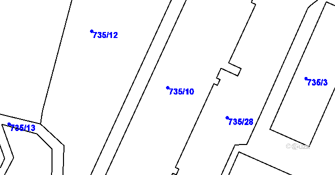 Parcela st. 735/10 v KÚ Teplice-Řetenice, Katastrální mapa