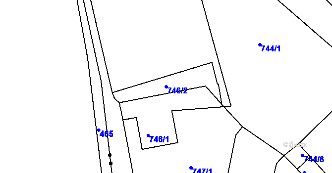 Parcela st. 746/2 v KÚ Teplice-Řetenice, Katastrální mapa