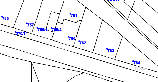 Parcela st. 762 v KÚ Teplice-Řetenice, Katastrální mapa