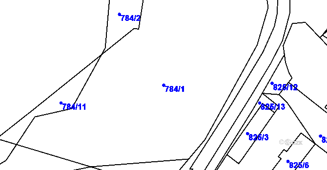 Parcela st. 784/1 v KÚ Teplice-Řetenice, Katastrální mapa