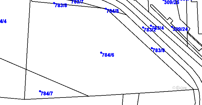 Parcela st. 784/6 v KÚ Teplice-Řetenice, Katastrální mapa