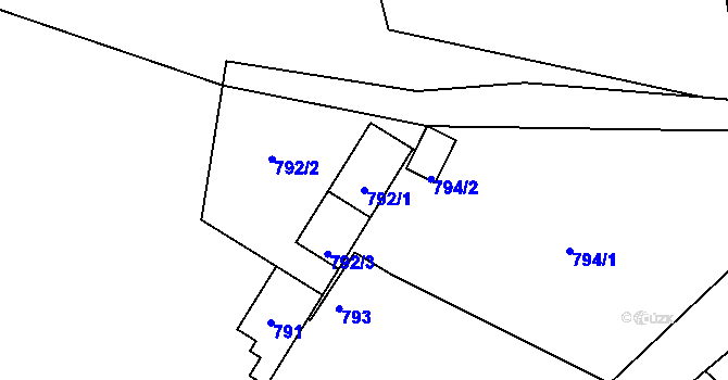 Parcela st. 792/1 v KÚ Teplice-Řetenice, Katastrální mapa