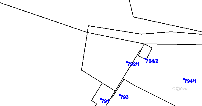 Parcela st. 792/2 v KÚ Teplice-Řetenice, Katastrální mapa