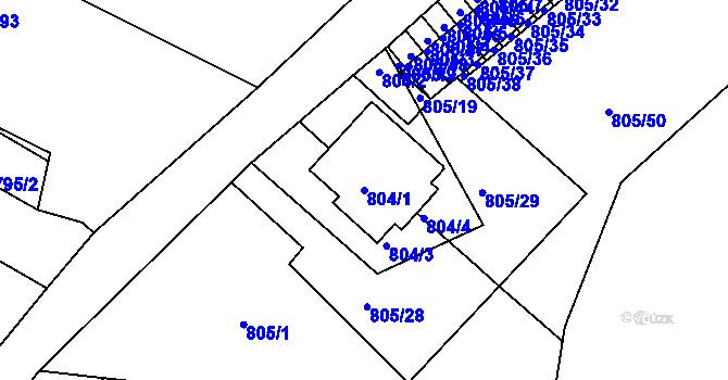 Parcela st. 804/1 v KÚ Teplice-Řetenice, Katastrální mapa