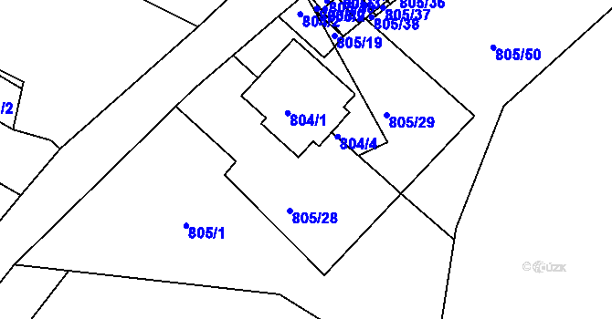 Parcela st. 804/3 v KÚ Teplice-Řetenice, Katastrální mapa