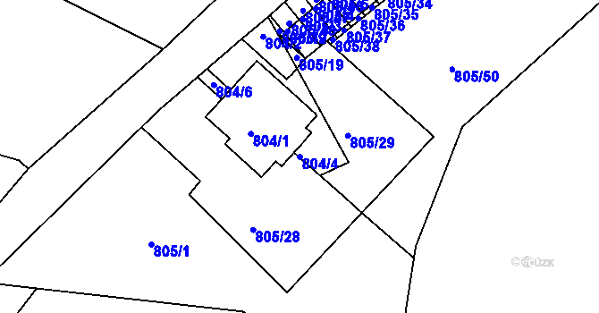 Parcela st. 804/4 v KÚ Teplice-Řetenice, Katastrální mapa
