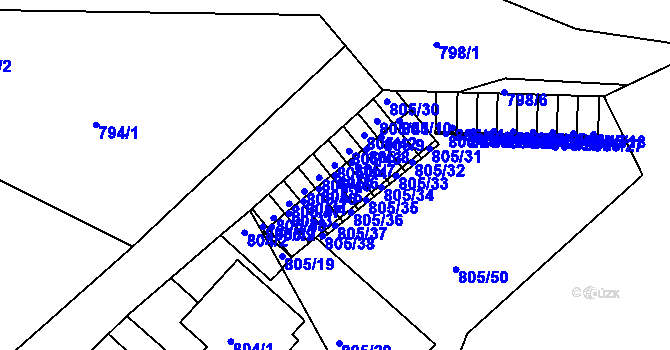 Parcela st. 805/6 v KÚ Teplice-Řetenice, Katastrální mapa