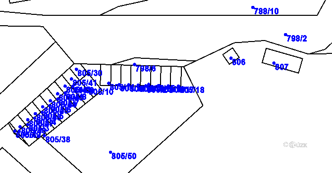 Parcela st. 805/26 v KÚ Teplice-Řetenice, Katastrální mapa