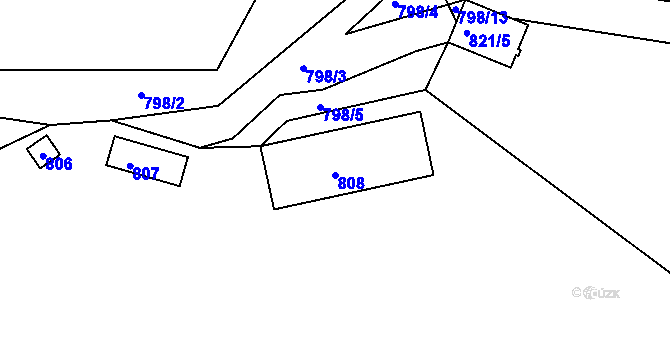 Parcela st. 808 v KÚ Teplice-Řetenice, Katastrální mapa
