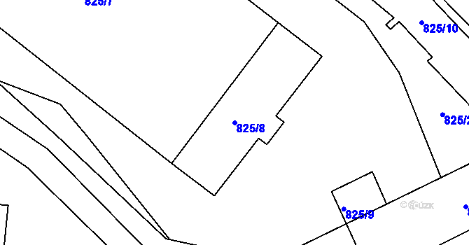 Parcela st. 825/8 v KÚ Teplice-Řetenice, Katastrální mapa