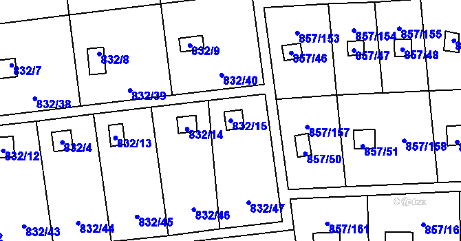 Parcela st. 832/15 v KÚ Teplice-Řetenice, Katastrální mapa