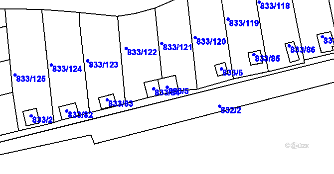 Parcela st. 833/5 v KÚ Teplice-Řetenice, Katastrální mapa