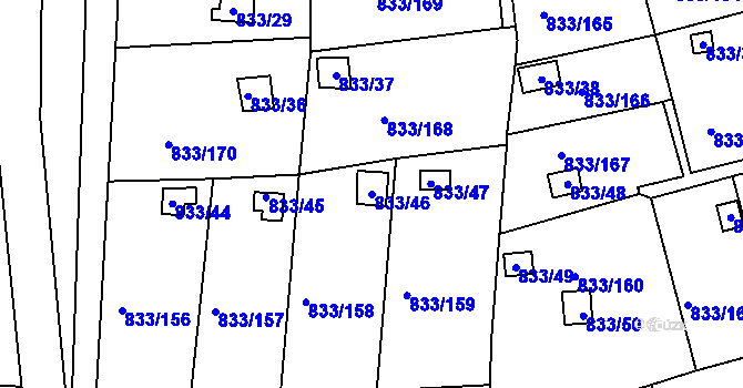 Parcela st. 833/46 v KÚ Teplice-Řetenice, Katastrální mapa