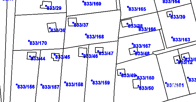 Parcela st. 833/47 v KÚ Teplice-Řetenice, Katastrální mapa