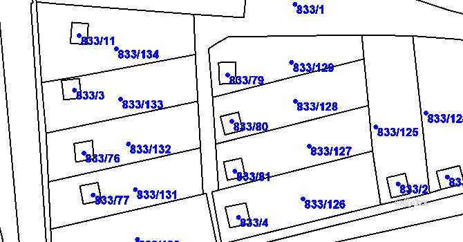 Parcela st. 833/80 v KÚ Teplice-Řetenice, Katastrální mapa