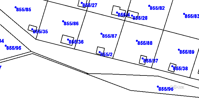 Parcela st. 855/2 v KÚ Teplice-Řetenice, Katastrální mapa