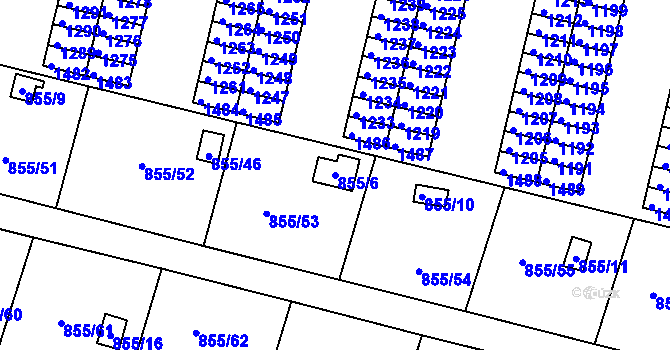 Parcela st. 855/6 v KÚ Teplice-Řetenice, Katastrální mapa