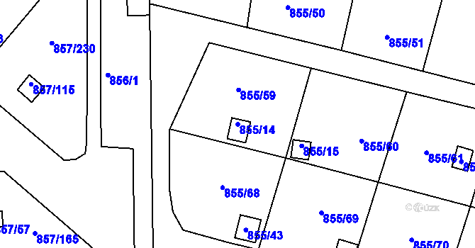 Parcela st. 855/14 v KÚ Teplice-Řetenice, Katastrální mapa
