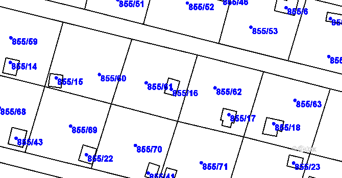 Parcela st. 855/16 v KÚ Teplice-Řetenice, Katastrální mapa