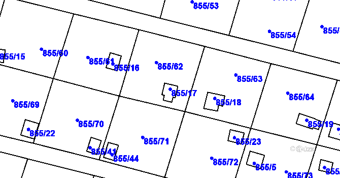 Parcela st. 855/17 v KÚ Teplice-Řetenice, Katastrální mapa
