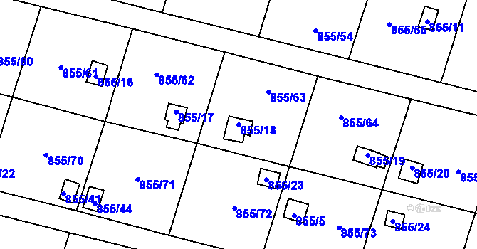 Parcela st. 855/18 v KÚ Teplice-Řetenice, Katastrální mapa