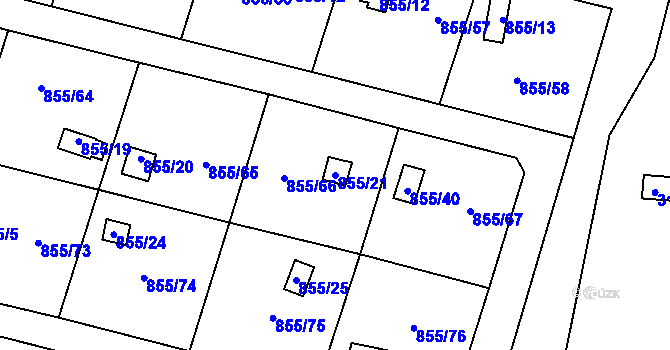 Parcela st. 855/21 v KÚ Teplice-Řetenice, Katastrální mapa