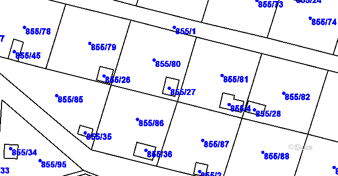Parcela st. 855/27 v KÚ Teplice-Řetenice, Katastrální mapa