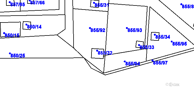 Parcela st. 855/32 v KÚ Teplice-Řetenice, Katastrální mapa