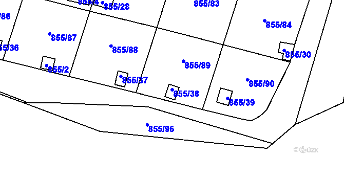 Parcela st. 855/38 v KÚ Teplice-Řetenice, Katastrální mapa