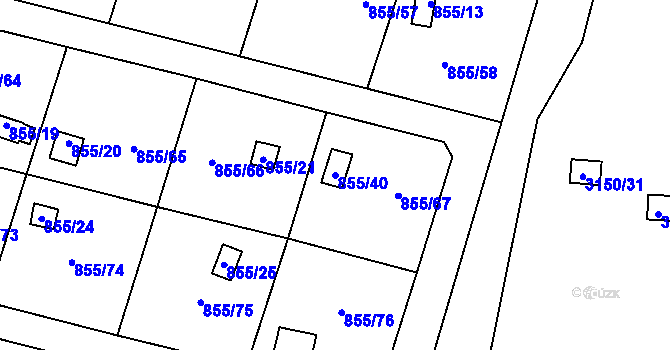 Parcela st. 855/40 v KÚ Teplice-Řetenice, Katastrální mapa