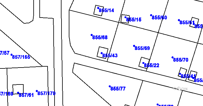 Parcela st. 855/43 v KÚ Teplice-Řetenice, Katastrální mapa