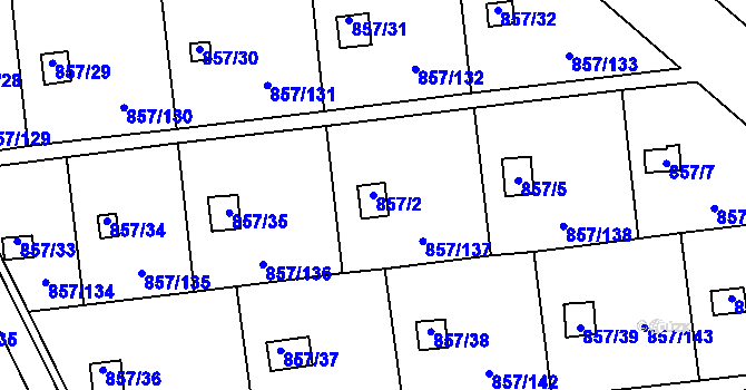 Parcela st. 857/2 v KÚ Teplice-Řetenice, Katastrální mapa