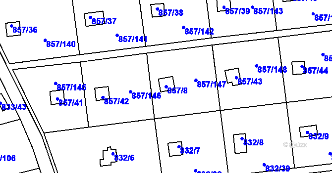 Parcela st. 857/8 v KÚ Teplice-Řetenice, Katastrální mapa