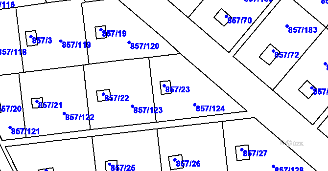 Parcela st. 857/23 v KÚ Teplice-Řetenice, Katastrální mapa