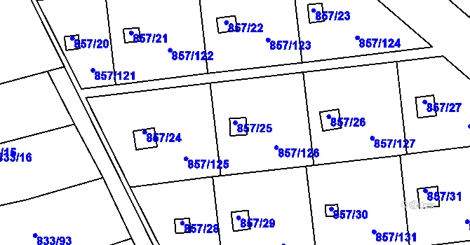 Parcela st. 857/25 v KÚ Teplice-Řetenice, Katastrální mapa