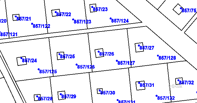 Parcela st. 857/26 v KÚ Teplice-Řetenice, Katastrální mapa