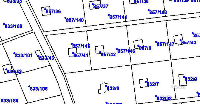 Parcela st. 857/42 v KÚ Teplice-Řetenice, Katastrální mapa