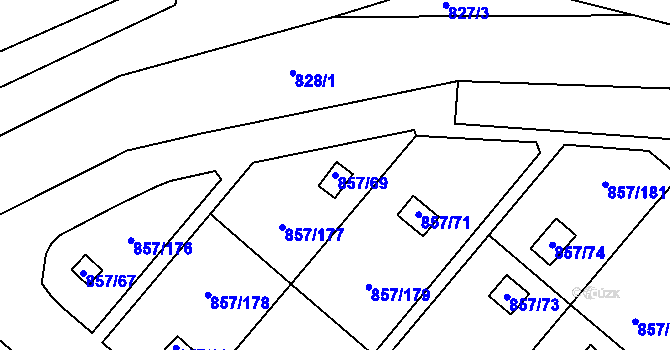 Parcela st. 857/69 v KÚ Teplice-Řetenice, Katastrální mapa