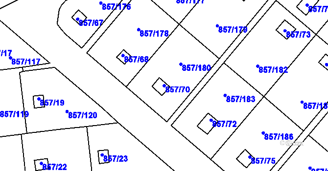 Parcela st. 857/70 v KÚ Teplice-Řetenice, Katastrální mapa