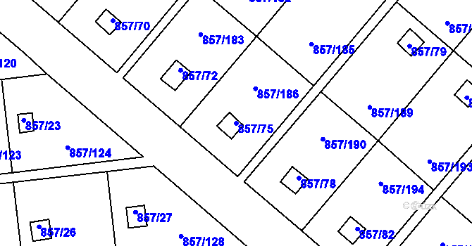 Parcela st. 857/75 v KÚ Teplice-Řetenice, Katastrální mapa