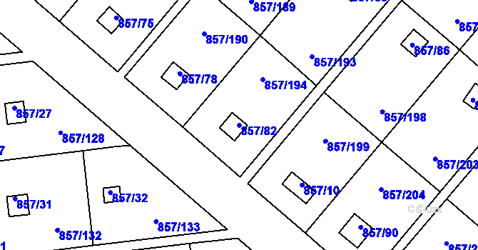 Parcela st. 857/82 v KÚ Teplice-Řetenice, Katastrální mapa