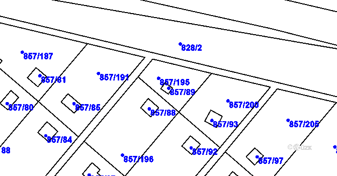 Parcela st. 857/89 v KÚ Teplice-Řetenice, Katastrální mapa