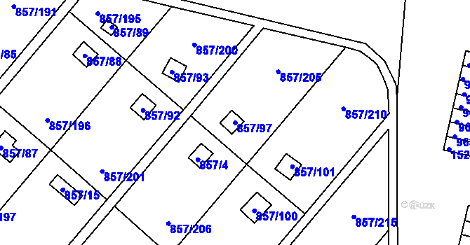 Parcela st. 857/97 v KÚ Teplice-Řetenice, Katastrální mapa
