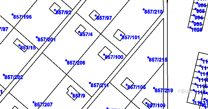 Parcela st. 857/100 v KÚ Teplice-Řetenice, Katastrální mapa
