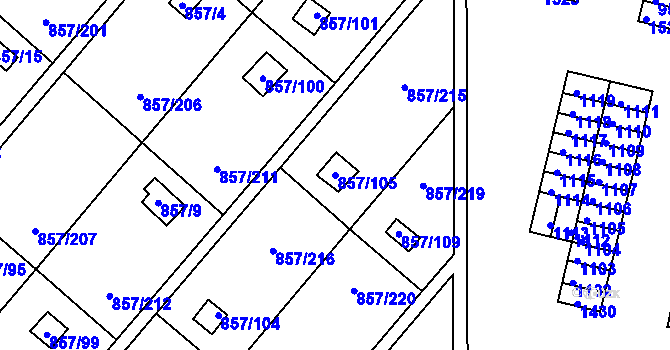 Parcela st. 857/105 v KÚ Teplice-Řetenice, Katastrální mapa