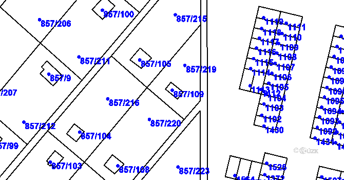 Parcela st. 857/109 v KÚ Teplice-Řetenice, Katastrální mapa