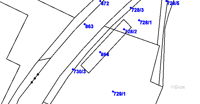 Parcela st. 864 v KÚ Teplice-Řetenice, Katastrální mapa