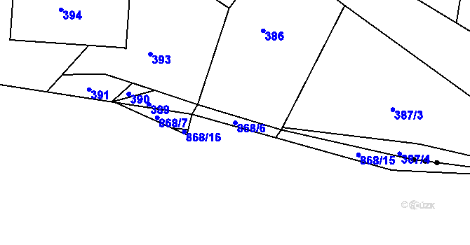Parcela st. 868/6 v KÚ Teplice-Řetenice, Katastrální mapa