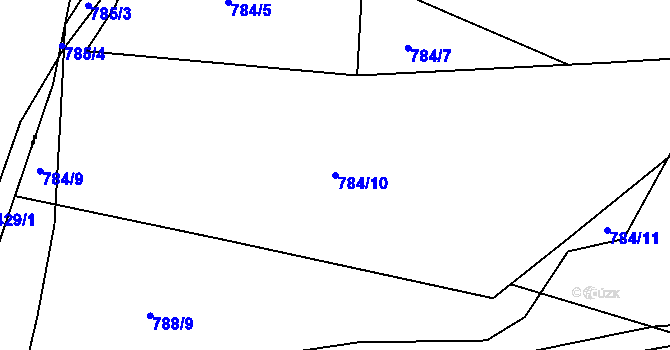 Parcela st. 784/10 v KÚ Teplice-Řetenice, Katastrální mapa